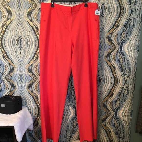 New! TALL Coral Pink silky inner lining Linen wide leg pants - Picture 12 of 12